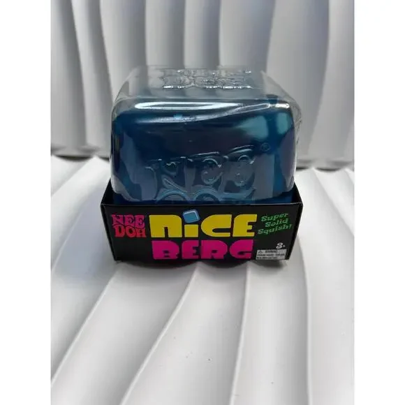 NeeDoh Nice Berg Ice Cube Squishy Stress Toy Blue Super Solid Squish - Picture 1 of 3